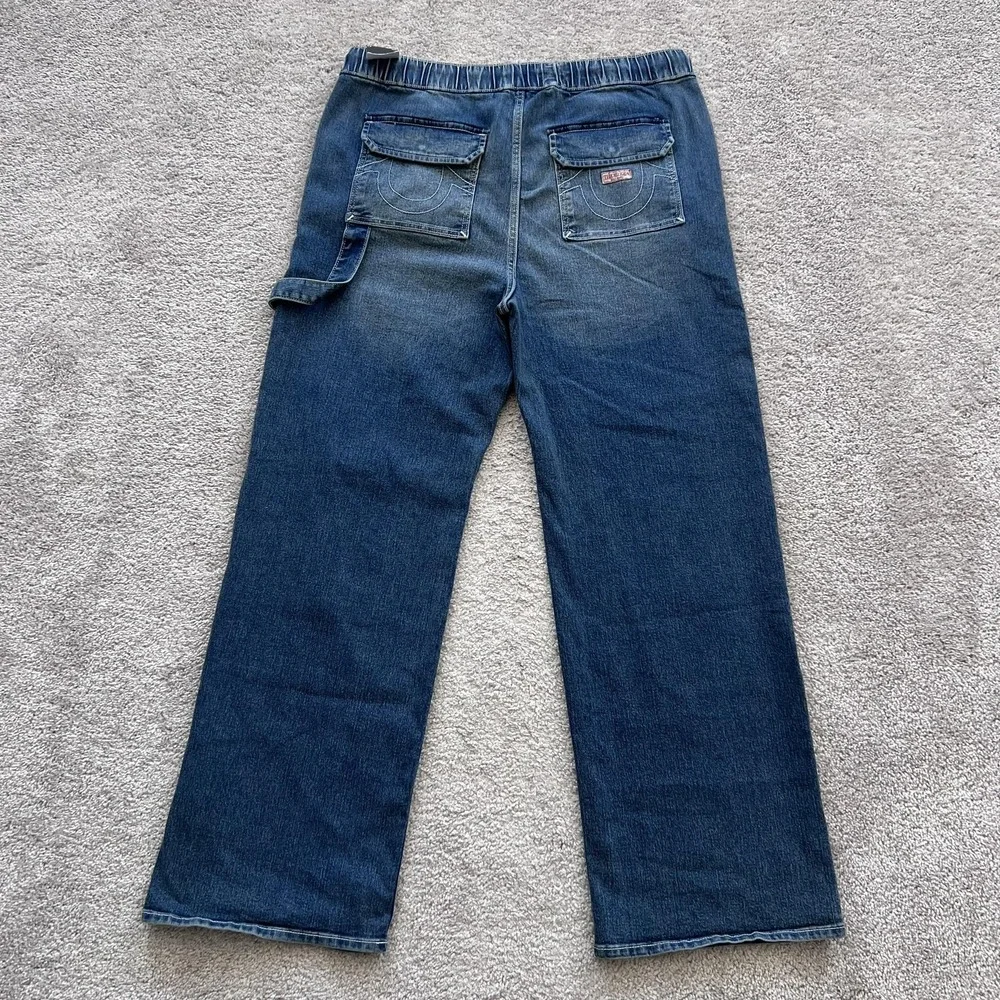 True Religion Vinny Ultra Baggy Carpenter Jeans Mens 36x33‎ Blue Drawstring